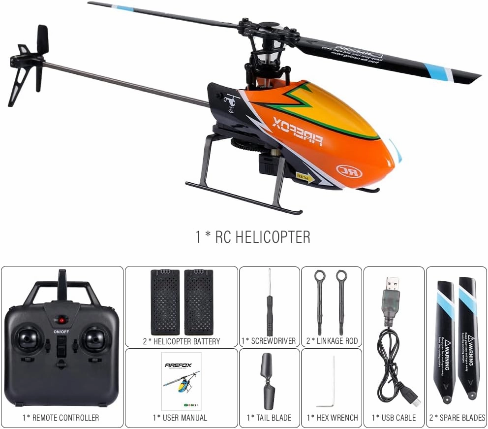 GoolRC C129 RC Helicopter for Adults and Kids, 4 Channel 2.4Ghz Remote Control Helicopter with 6-Axis Gyro, Aileronless RC Aircraft with Altitude Hold, Landing Pad and 2 Batteries (Orange)
