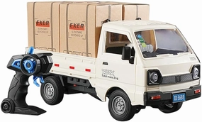 GoolRC Remote Control Car Kei Truck, 1:16 Scale RC Transport Pickup Truck with Spray and Light, 2.4GHz All Terrain RC Cars for Kids and Adults Christmas or Birthday Gift (White)