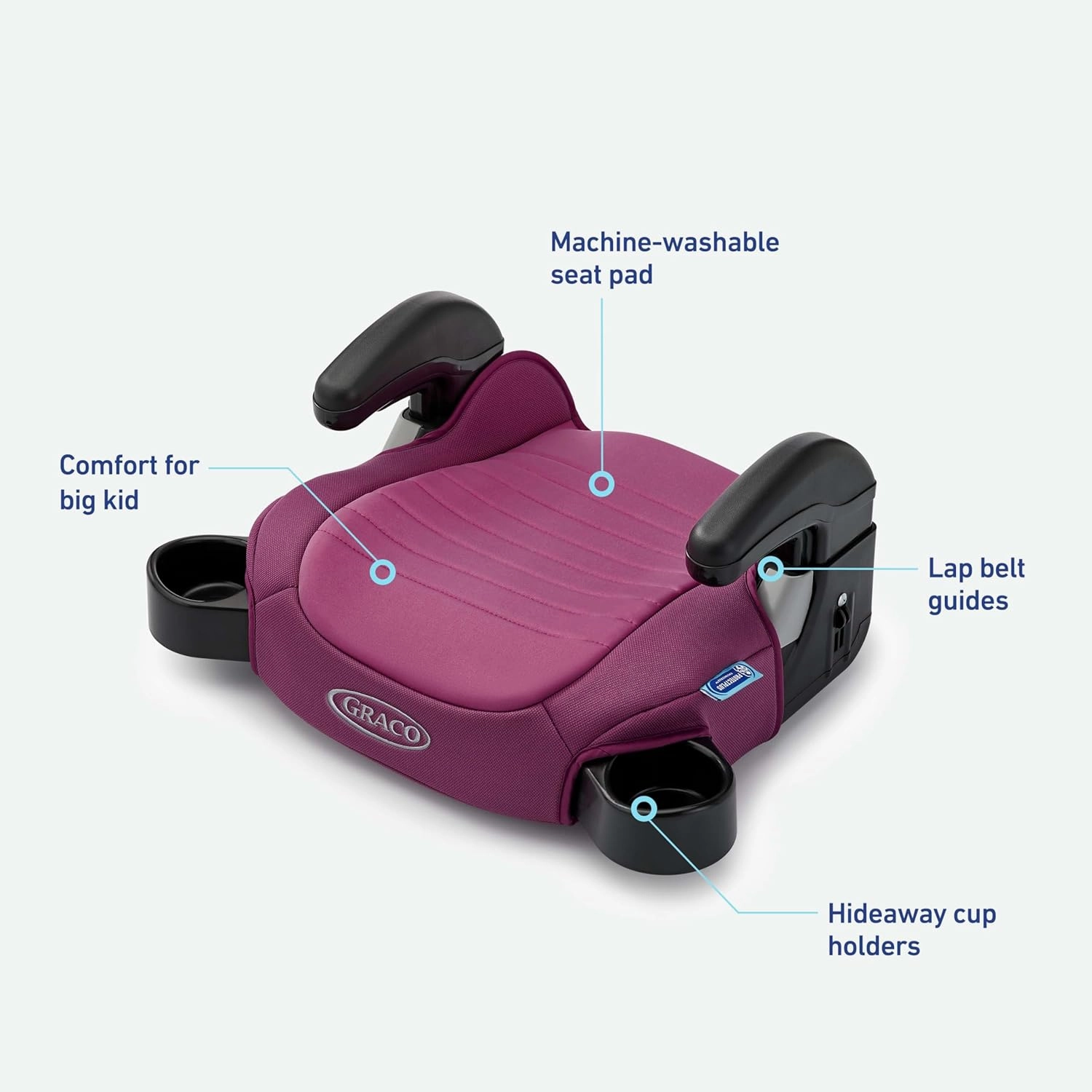 Graco TurboBooster 2.0 Backless Booster Car Seat, Trisha, Easy to Clean with Halfway Cup Holders