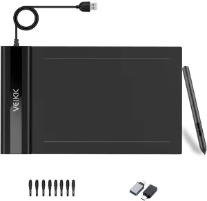 Graphics Drawing Tablet VEIKK S640 6x4 Inch Portable OSU Tablet with 8192 Levels Battery-free Stylus Pen for Digital Art&Animation,compatible with PC/Mac/Linux/Windows
