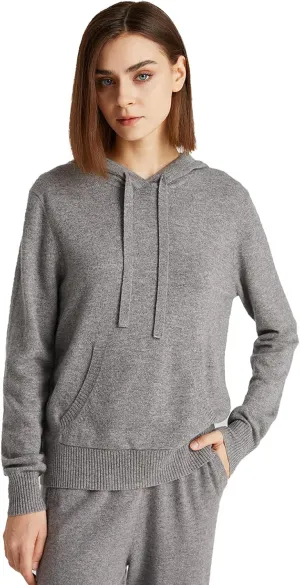 GreenMount Women's Essential Cashmere Hoodie with Pocket Front Casual Long Sleeve Pullover Sweater