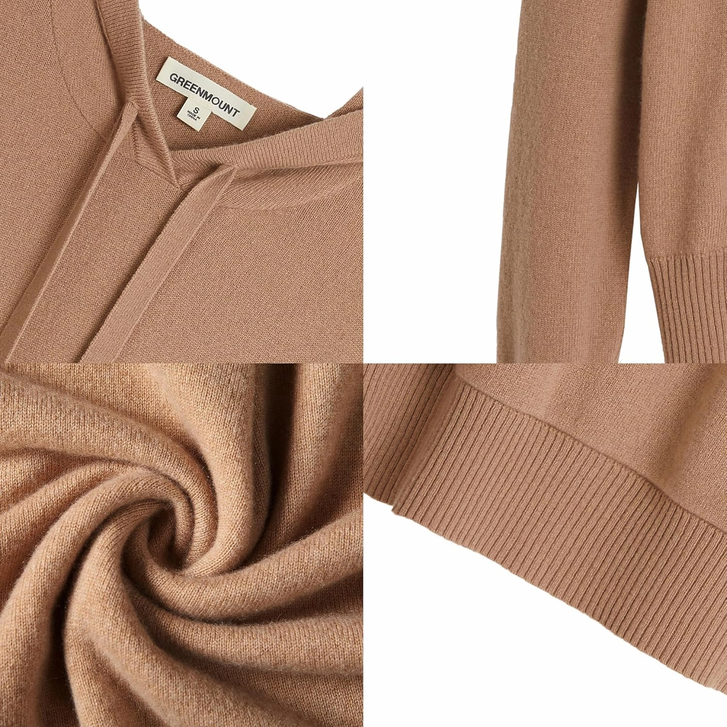 GreenMount Women's Essential Cashmere Hoodie with Pocket Front Casual Long Sleeve Pullover Sweater