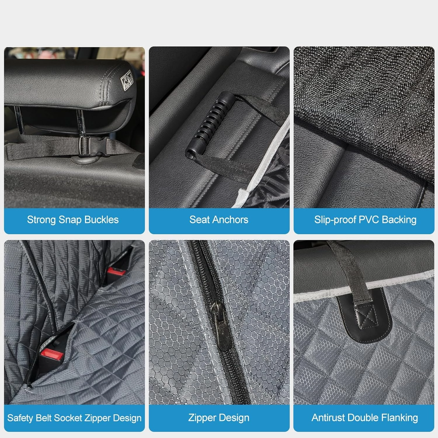 Grey Dog Car Seat Cover for Back Seat X-Large,Non-Stick Fur,Pet-Friendly and Waterproof - Universal Fit Interior Protector for Auto, Van, SUV - Ideal for Kids and Pets (X-Large)
