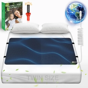 Grounding Mat for Bed, Grounded Pad for Sleep, Anti-Slip PU Leather Grounded Mat with Grounding Cord, 27''×39‘’