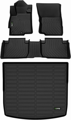 HAFIDI® Floor Mats & Cargo Liner Set Fit for Mitsubishi Eclipse Cross 2022-2024 2025 All Weather Protection TPE Anti-Slip Automotive Full Set Floor Liners Custom Accessories - Black