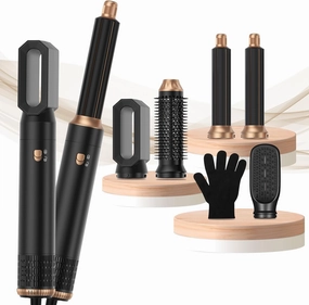 Hair Blow Dryer Brush Set 5 in 1, 1000w Negative Hot Air Styler Set, Compact Hair Dryer,Faster Drying, Shinier Hair,Temperature Portable, Lonic Blow Dryer Grey
