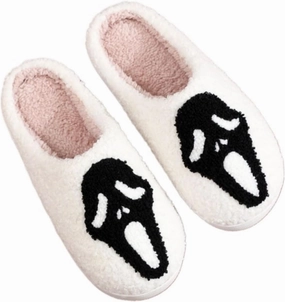 Halloween Slippers Ghost Slippers for Women Retro Warm and Cozy House Slippers Halloween Shoes Winter Slippers Spooky Gifts