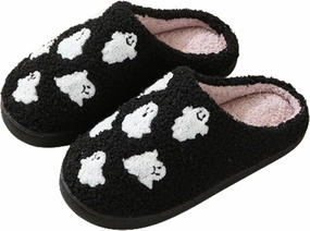 Halloween Slippers Ghost Slippers for Women Retro Warm and Cozy House Slippers Halloween Shoes Winter Slippers Spooky Gifts