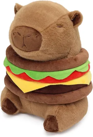 Hamburger Capybara Plush13.7inch,Cute Burger Capybara Stuffed Animal Giant Capibara Plushies Pillow Toy Gifts for Boys Girls Kids