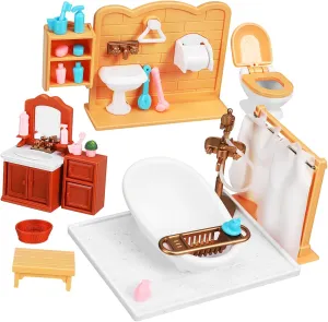 HANABASS 1 Set Mini Dollhouse Bathroom Realistic Scale Furniture for Dollhouses Includes Shower Model Cabinets Stools Potted Plants for Decoration Play Present