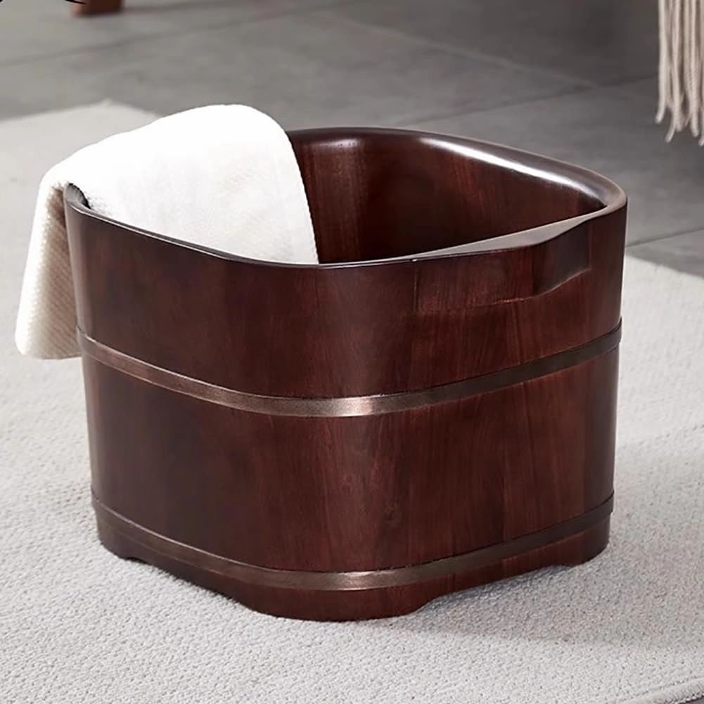 Handmade Solid Wood Foot Bath Bucket, Home Foot Care Foot Bath Bucket, Multifunctional Foot Bath Tub with Handle, Foot Relaxation Bucket, Sauna And Spa Accessories