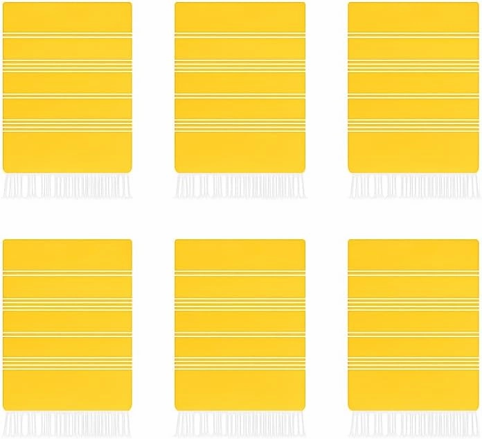 HAVLULAND Oversized Turkish Beach Towel 72’’x40’’ - Set of 6 | 100% Cotton Lightweight Sand Free Quick Dry Pool Towels | Extra Large Bath Towels for Adults Beach Blanket Essentials Bulk of 6 Yellow