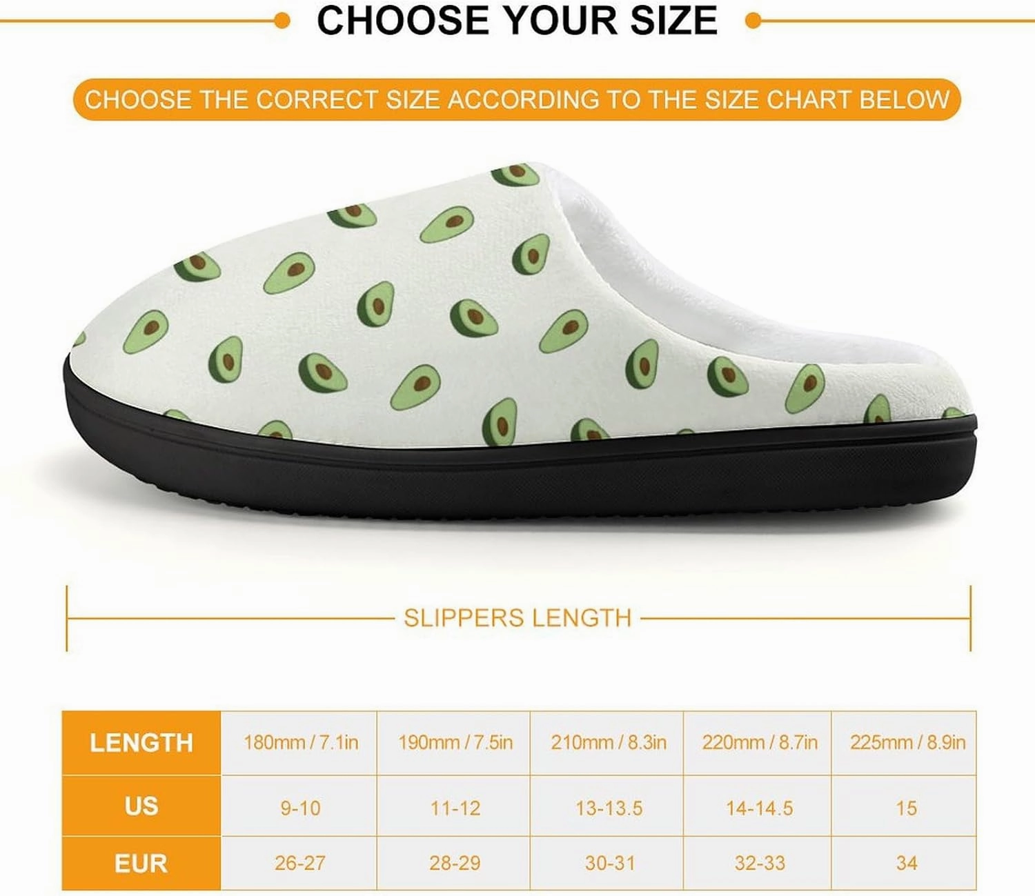 Healthy Fruit Avocado Print Slippers for Boys Girls Home Cotton Slippers Non-Slip Warm Little Kids Slippers
