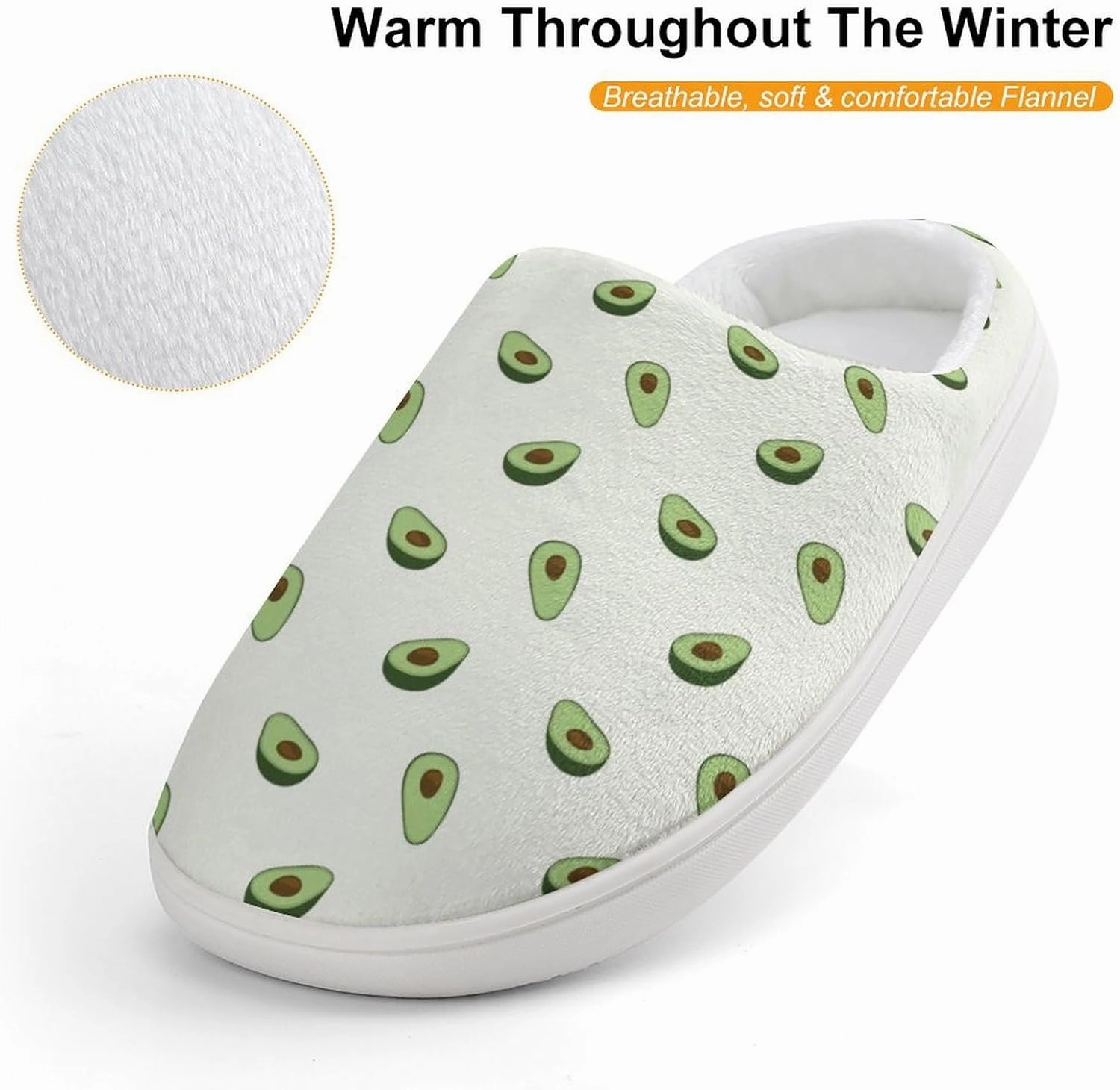 Healthy Fruit Avocado Print Slippers for Boys Girls Home Cotton Slippers Non-Slip Warm Little Kids Slippers