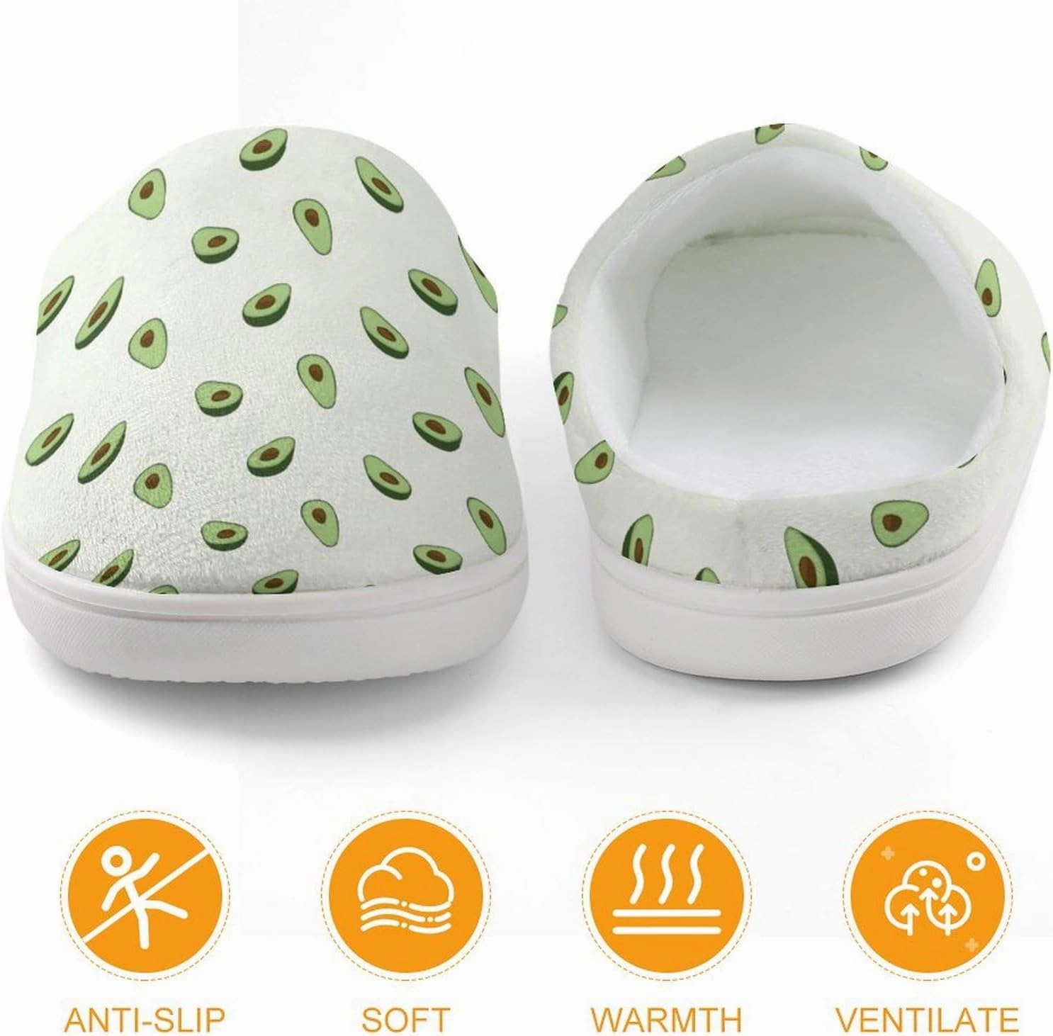 Healthy Fruit Avocado Print Slippers for Boys Girls Home Cotton Slippers Non-Slip Warm Little Kids Slippers