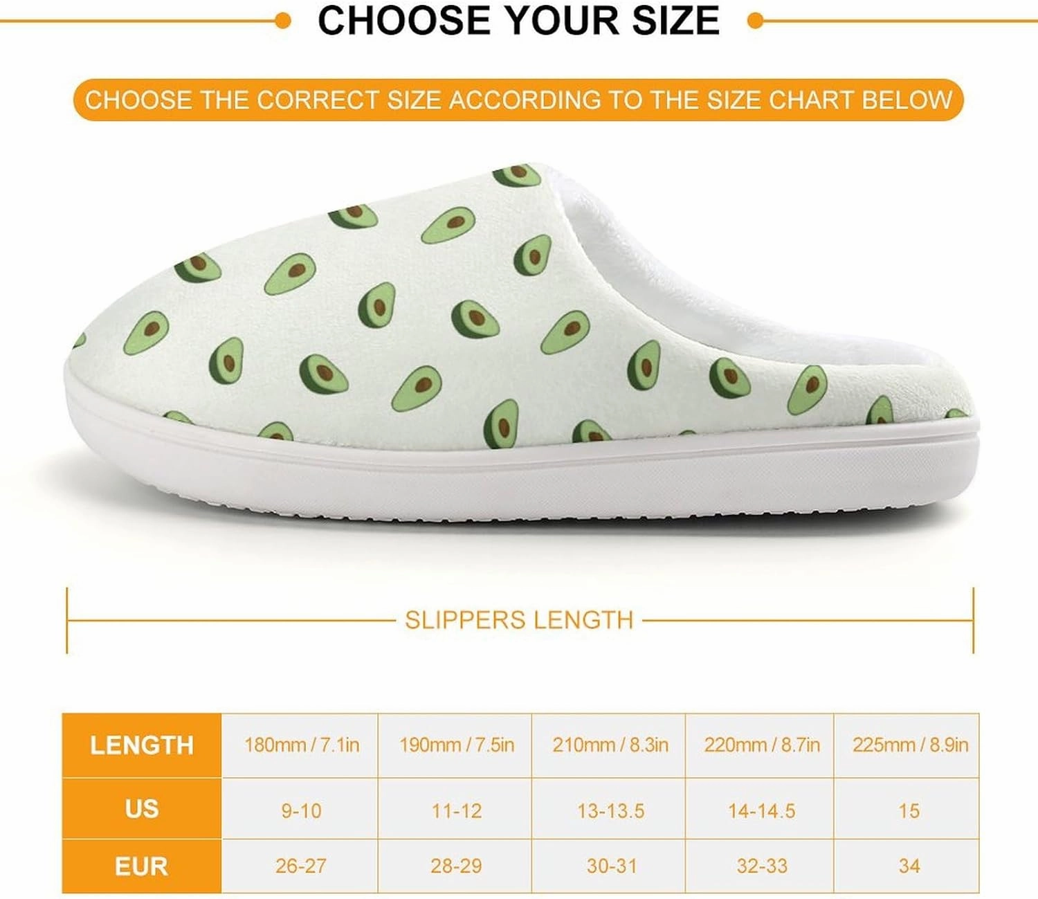 Healthy Fruit Avocado Print Slippers for Boys Girls Home Cotton Slippers Non-Slip Warm Little Kids Slippers