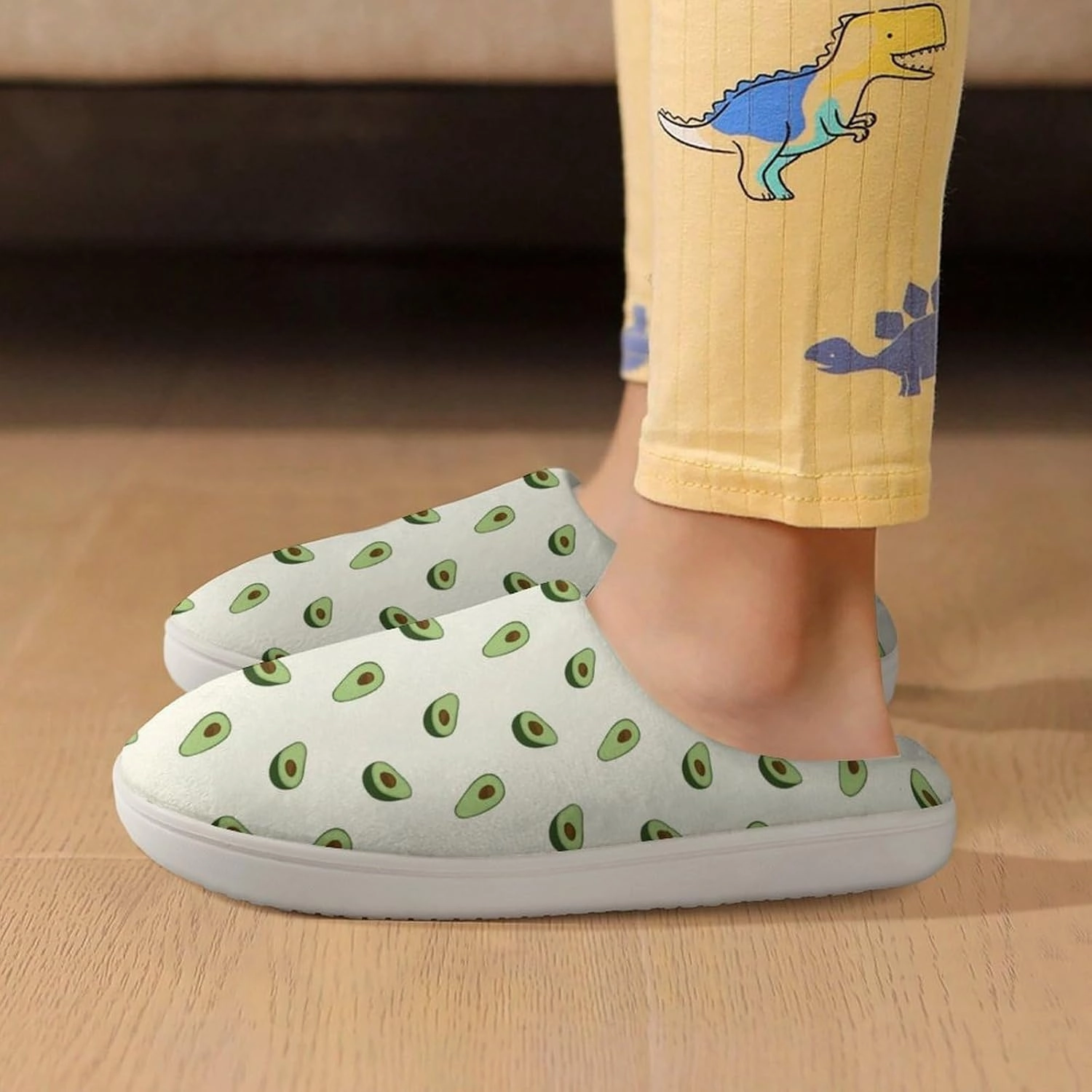 Healthy Fruit Avocado Print Slippers for Boys Girls Home Cotton Slippers Non-Slip Warm Little Kids Slippers