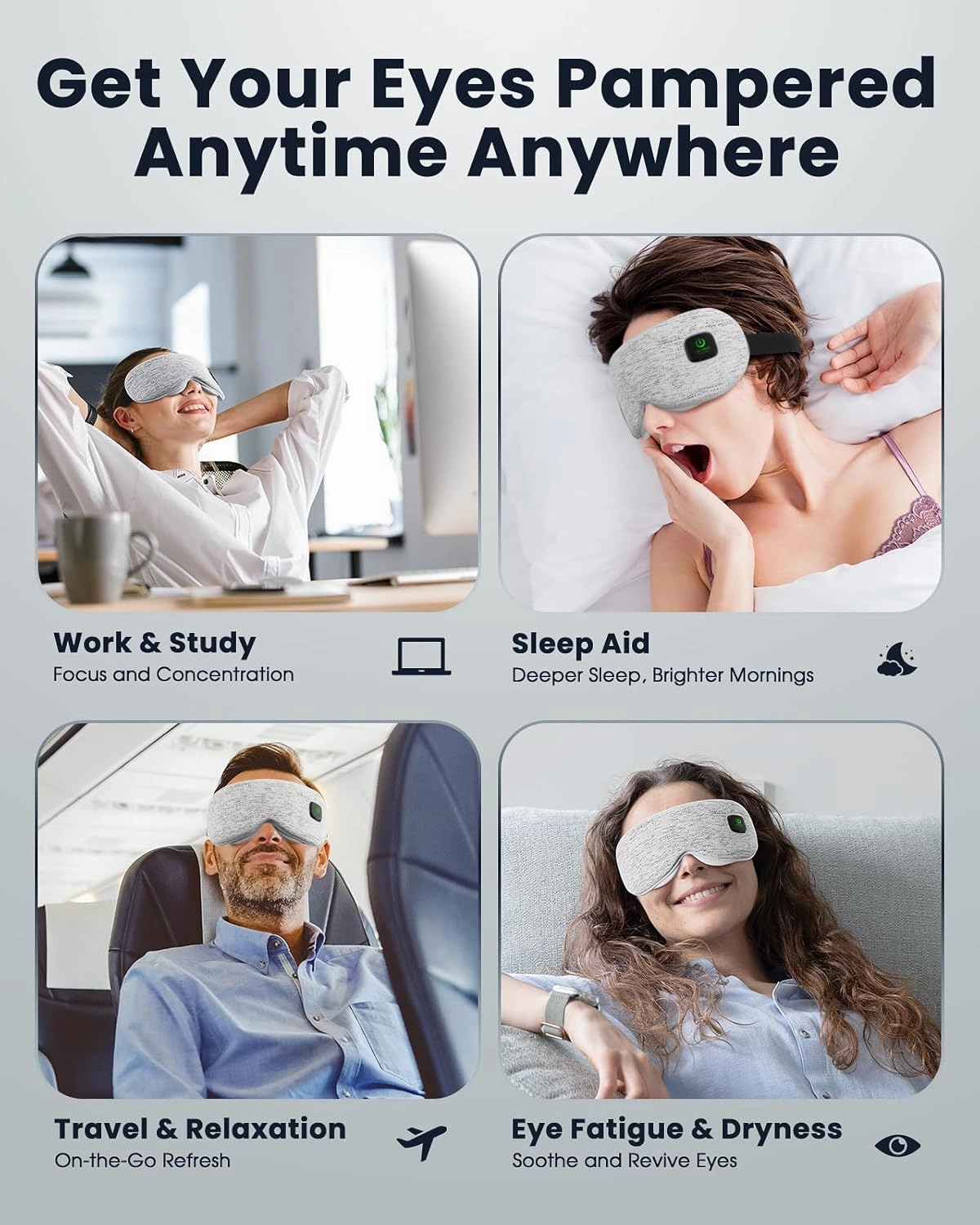 Heated Eye Mask - Cordless Eye Mask for Dry Eyes, FSA HSA Eligible, Eye Relief, Improved Sleep, Washable Eye Heating pad for Travel and with Replaceable Shell