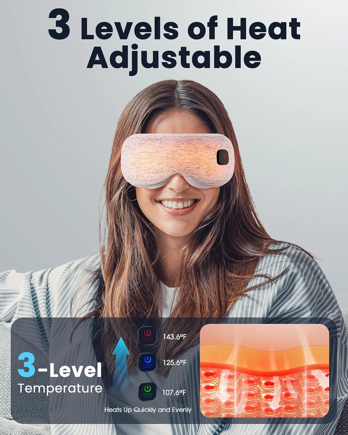 Heated Eye Mask - Cordless Eye Mask for Dry Eyes, FSA HSA Eligible, Eye Relief, Improved Sleep, Washable Eye Heating pad for Travel and with Replaceable Shell