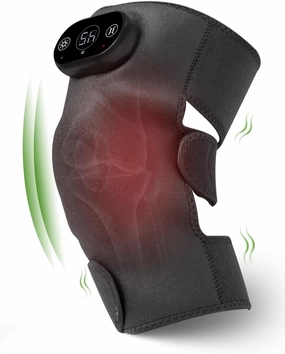 Heated Knee Massager Heated Brace Wrap for Pain Relief, Portable Massager Joint Pain, Cordless Battery Powered Heating Pad with 5 Massage Modes