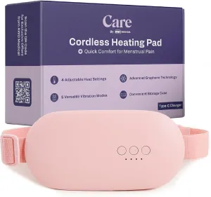 Heating Pad for Cramps | Period Heating Pad for Cramps, Cordless Menstrual Heating Pad with 4 Temperature Levels, 5 Vibration Settings, Portable, Fast Heating, Auto Shut-Off, Large Battery Capacity
