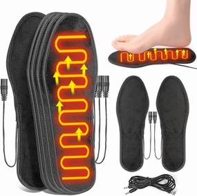 Heating Pad Electric Insole, USB Heated Shoe Insoles, Short Velvet Heating Insole, Rechargeable Heated Insoles, Washable Heated Insoles, Electric Foot Warmers for Winter Hunting Ski Hiking