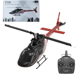 Helixsun RC Helicopters for Adults,YU Xiang F08 1/27 Scale Bell 206 2.4G 6CH Brushless Direct-Drive 6G Flybarless RC Helicopter Model with Optical Flow Positioning for Adults(RTF Version)