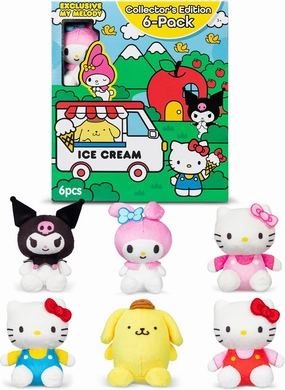 Hello Kitty and Friends 6 Pack - Miniature Plush Figure, Suffed Animal, Toy Mini Soft Figure for Kids, Girls and Boys Ages 4 