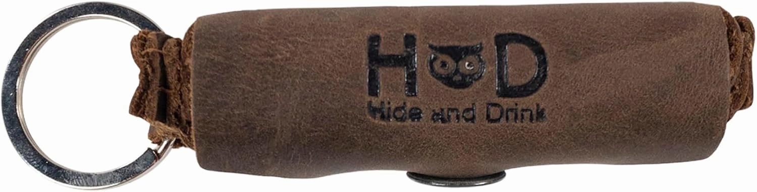 Hide & Drink, Lip Balm Keychain Holder, Lip Protection, Classic Vintage, Brass Metal Clasp, Full Grain Leather, Handmade