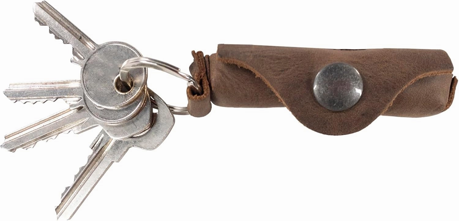 Hide & Drink, Lip Balm Keychain Holder, Lip Protection, Classic Vintage, Brass Metal Clasp, Full Grain Leather, Handmade