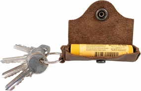 Hide & Drink, Lip Balm Keychain Holder, Lip Protection, Classic Vintage, Brass Metal Clasp, Full Grain Leather, Handmade