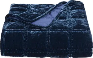 HiEnd Accents Stella Faux Silk Velvet Throw Blanket Midnight Blue, 50x60 inch, Double Stitch Plush Soft Cozy Blankets, Luxury Decorative Throws for Couch, Bed, Sofa, Chair