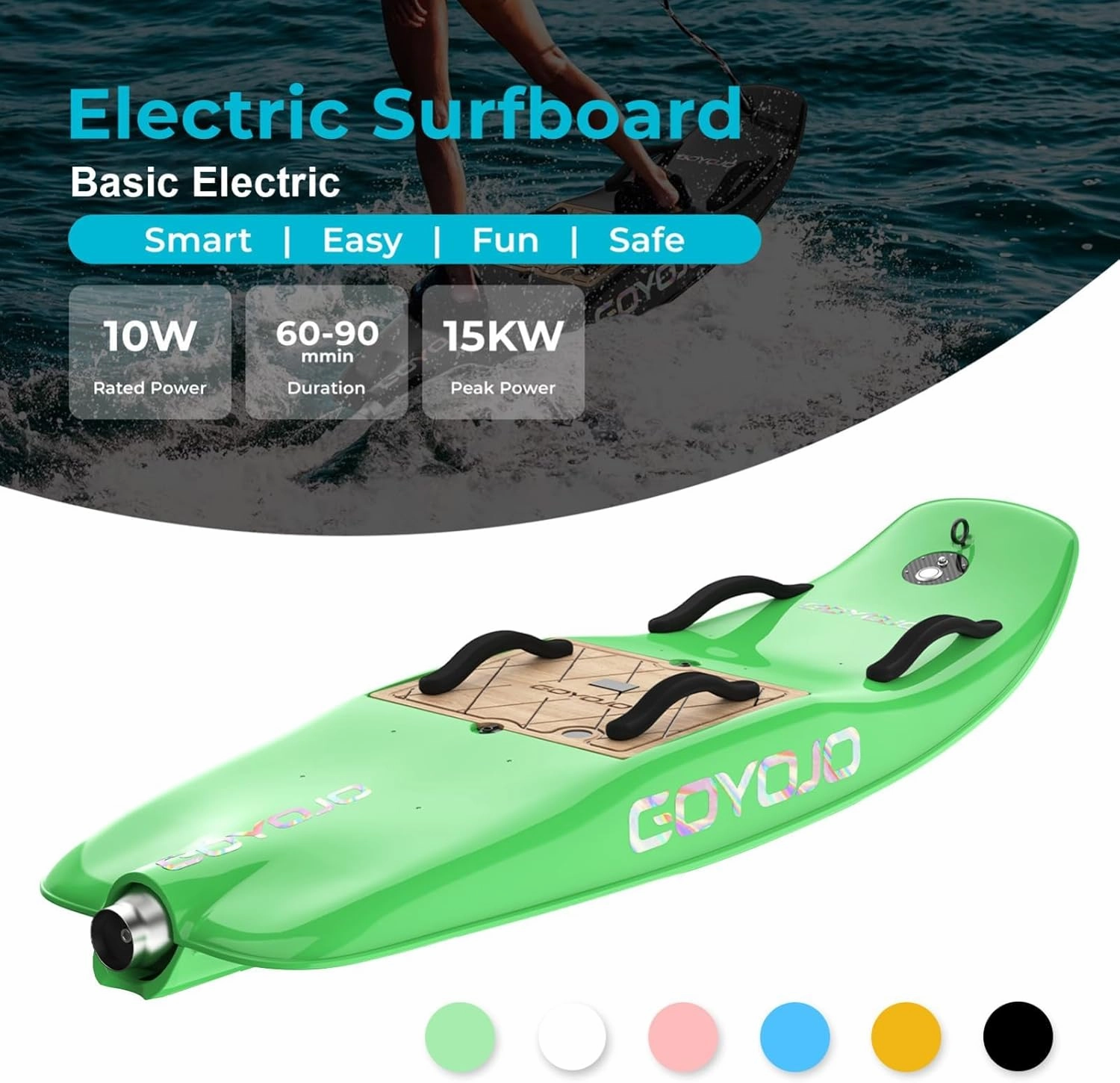 High-Speed Electric Surfboard - 10/12/15 KW Water Jet Surfing Board, Maximum Speed of 55/65 KM/h, Battery Life of 60-90/50-80 Minutes, Hybrid Fiber Construction, Suitable for Adults
