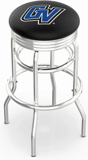 Holland Bar Stool 25" L7C3C - Chrome Double Ring Grand Valley State Swivel Bar Stool with 2.5" Ribbed Accent Ring