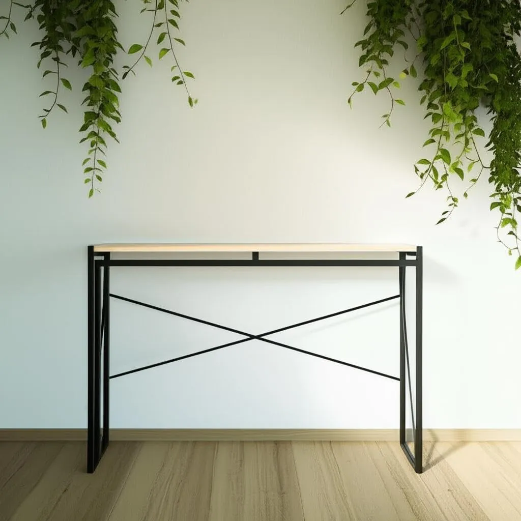 Homy Casa Compact Patio Folding Tables – Tool-Free Snap-in Assembly, Lightweight & Portable, Sleek Design for Backyard, Camping, or Balcony Use (Oak, Large)