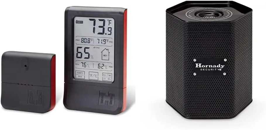 Hornady Wireless Hygrometer (95907) and Reusable Canister Dehumidifier 1500G (95906) - Monitor Humidity & Temperature Levels and Absorb Excess Moisture in Your Gun Safe