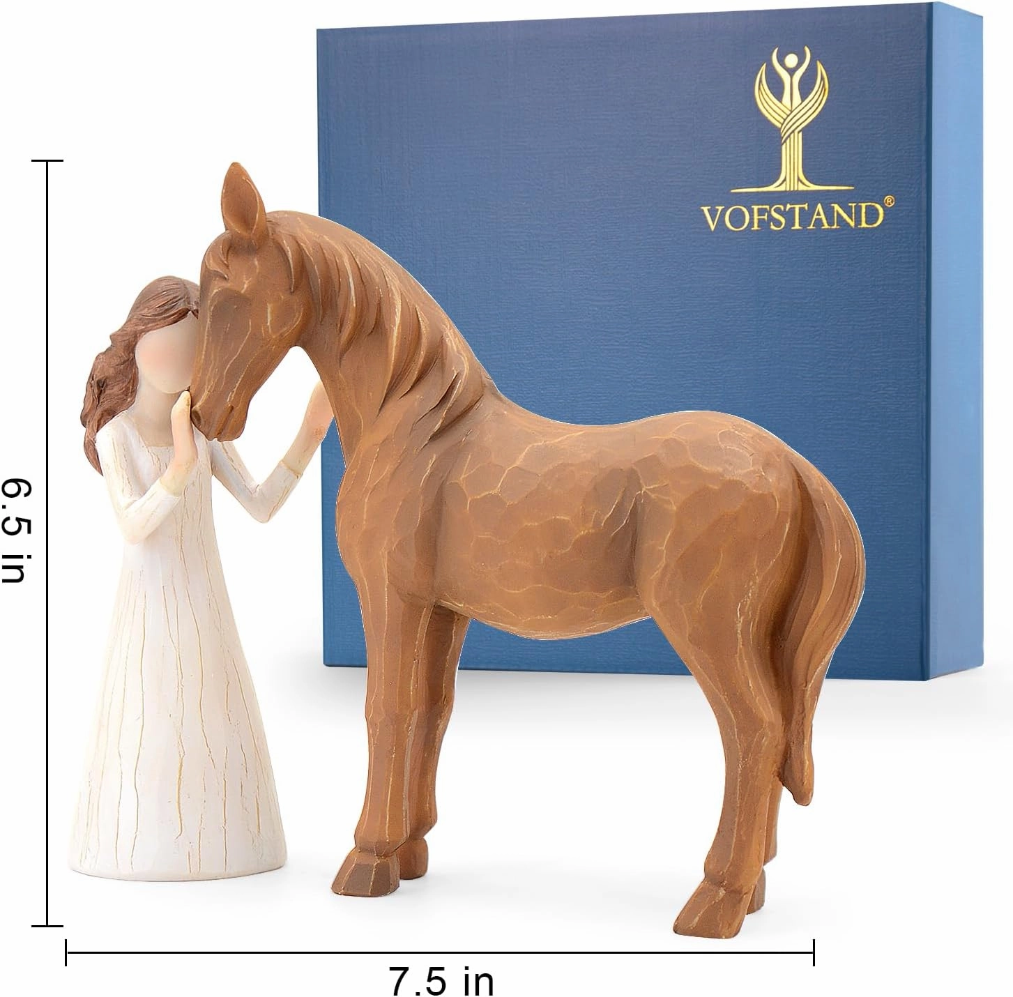 Horse Gifts for Girls Women - Girl Embraces Horses Figurine Gifts for Horse Lovers Women Sculpted Hand-Painted Resin Decor Cowgirl Equestrian Gifts Stuff
