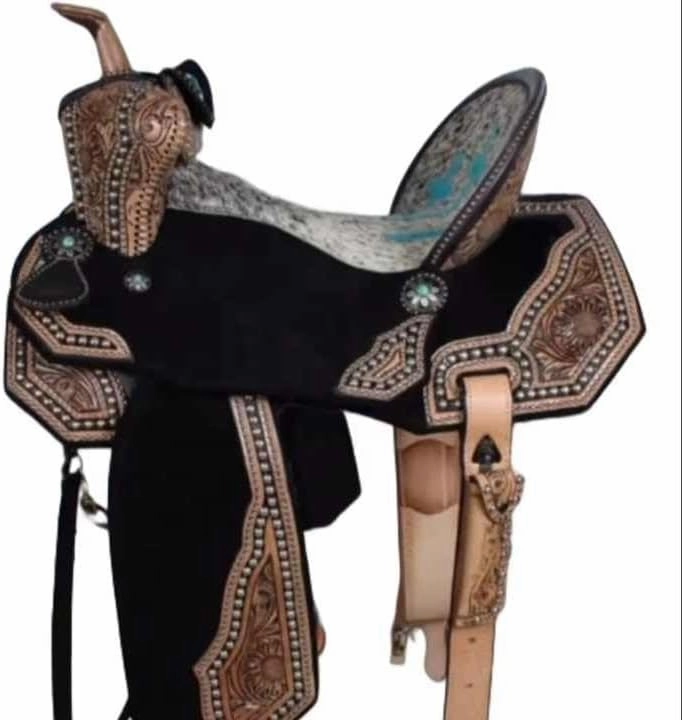 Horse Saddle Barrel Racing Western Wooden Tree Handmade Premium Leather Comfort Horse Trail Equestrian Tooled Carved Horse Riding Saddle Size: 10"-18 inches Seat Available, FS02