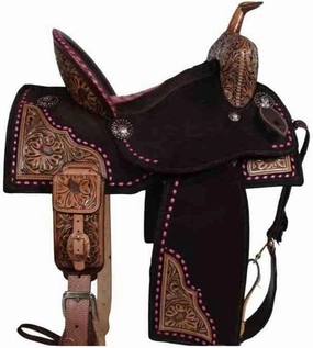 Horse Saddles Barrel Racing Western Wooden Tree Handmade Premium Leather Comfort Horses Trail Equestrian Tooled Carved Horse Saddle Riding Size: 10-18 inches Seat, KA14