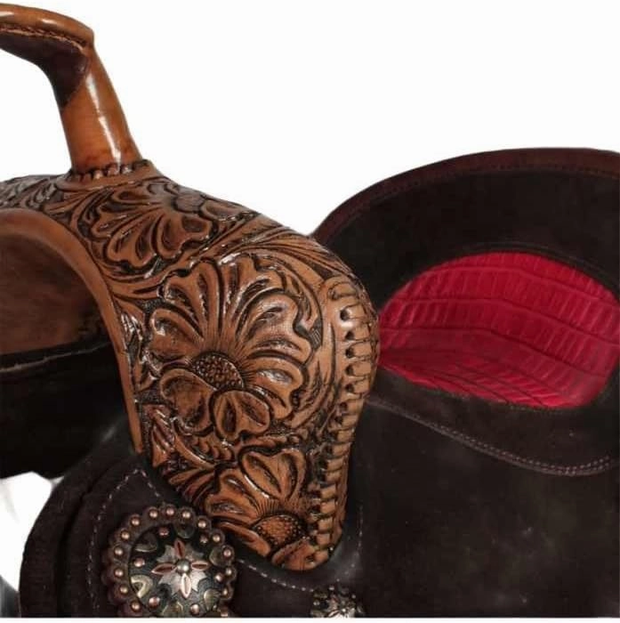 Horse Saddles Barrel Racing Western Wooden Tree Handmade Premium Leather Comfort Horses Trail Equestrian Tooled Carved Horse Saddle Riding Size: 10-18 inches Seat, KA14