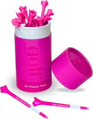 Hot Neon Pink Golf Tees 3.25 Inch (83mm) - High-Visibility Lady Golf Tee Set (Pack of 30) for Maximum Woman Performance, Women's Driving, Long Shots, Aesthetic, Gift, Breast Cancer Awareness