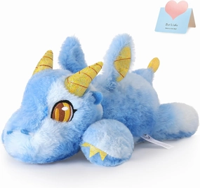 Houwsbaby 11'' Blue Dragon Stuffed Animal,Flying Dragon Plush Doll Dinosaur Stuffed Animal,Room Decoration,Creative Magical Gifts for Children Boys Girls
