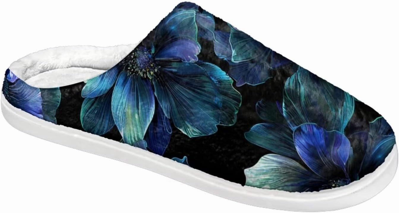 Howilath Cute Cartoon Pattern Unisex Flannel Slippers, Warm Breathable Cotton Shoes with Anti-skid Sole