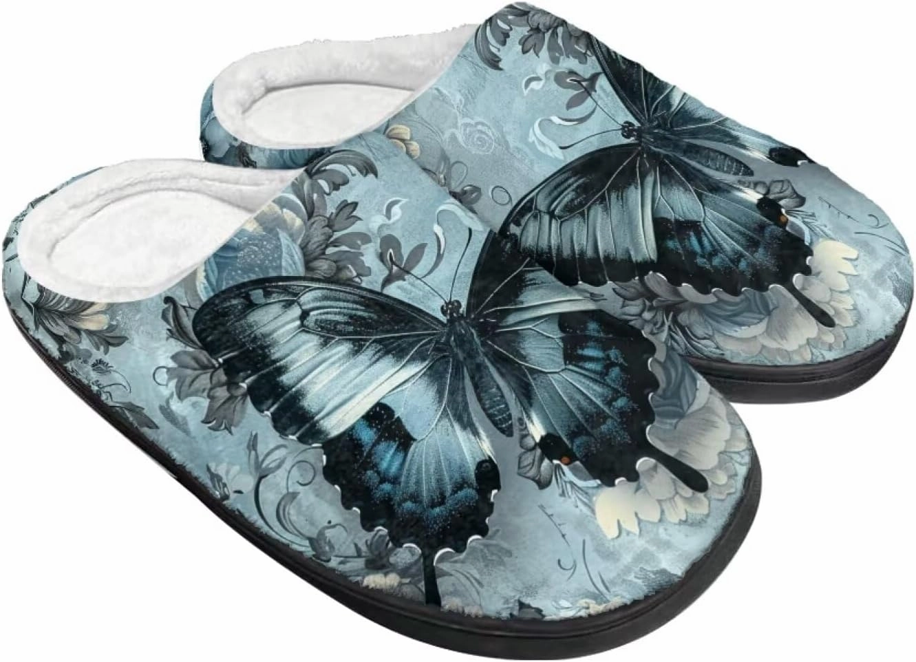 Howilath Cute Cartoon Pattern Unisex Flannel Slippers, Warm Breathable Cotton Shoes with Anti-skid Sole
