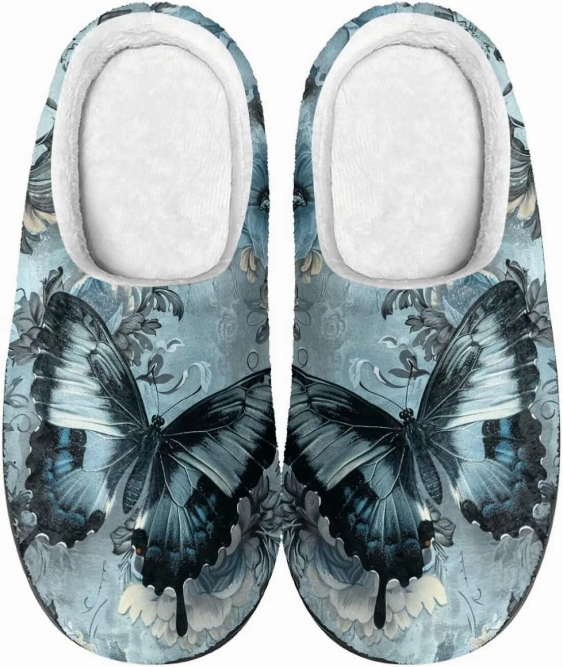 Howilath Cute Cartoon Pattern Unisex Flannel Slippers, Warm Breathable Cotton Shoes with Anti-skid Sole