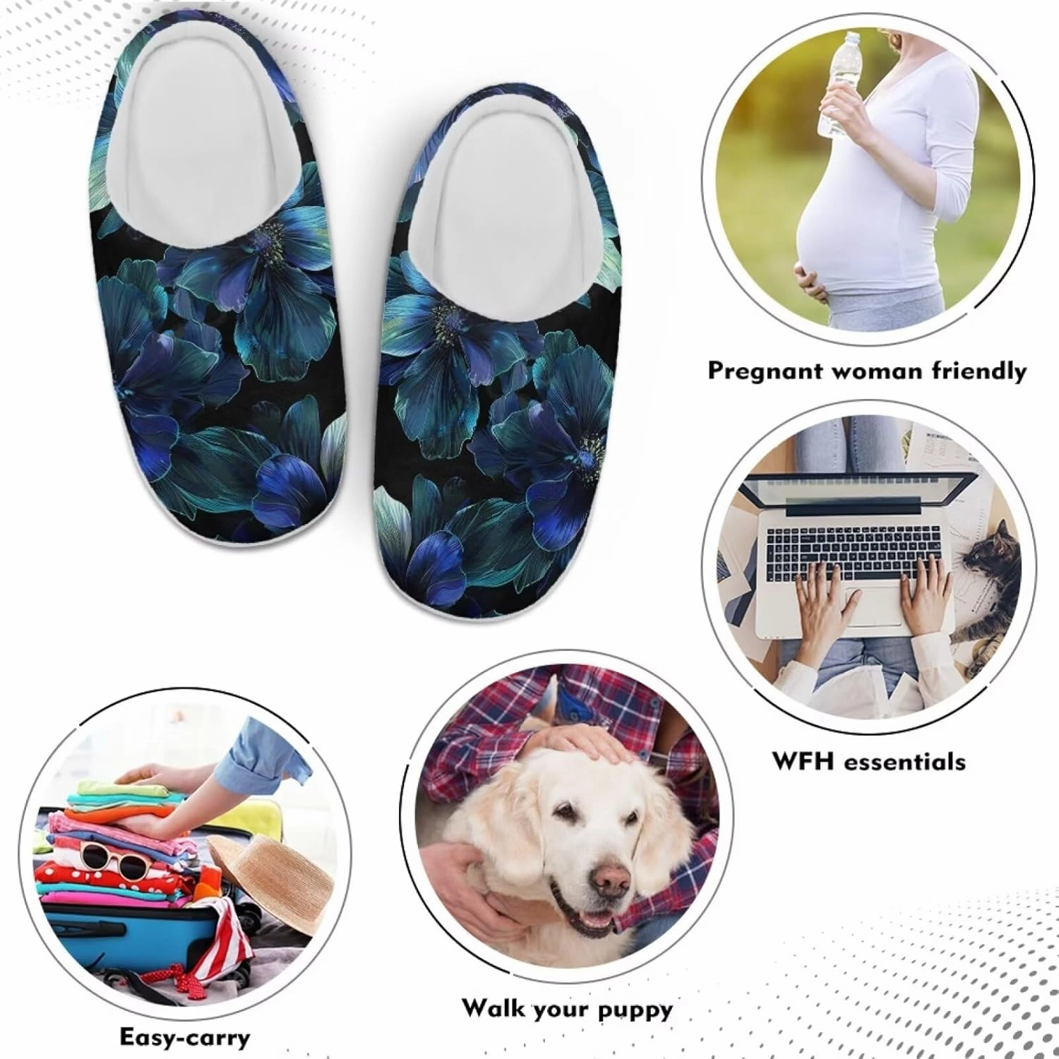 Howilath Cute Cartoon Pattern Unisex Flannel Slippers, Warm Breathable Cotton Shoes with Anti-skid Sole