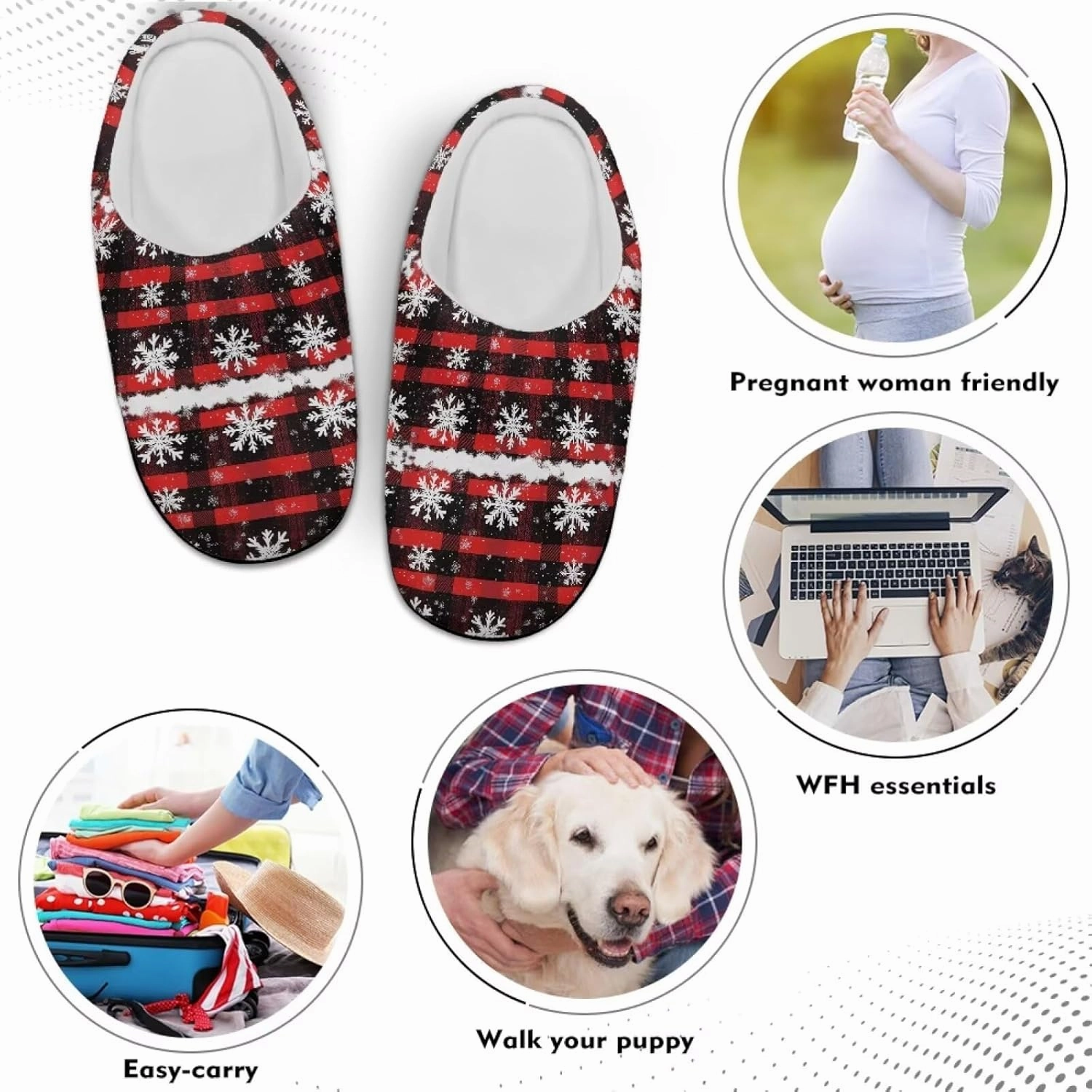 Howilath Cute Cartoon Pattern Unisex Flannel Slippers, Warm Breathable Cotton Shoes with Anti-skid Sole