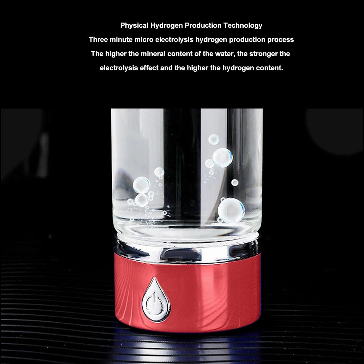 Hydrogen Water Bottle with SPE and PEM Technology, Rapid Electrolysis of 420ml Portable Cup for Home Fitness Office Travel, Hydrogen Generator Water Cup (Red)