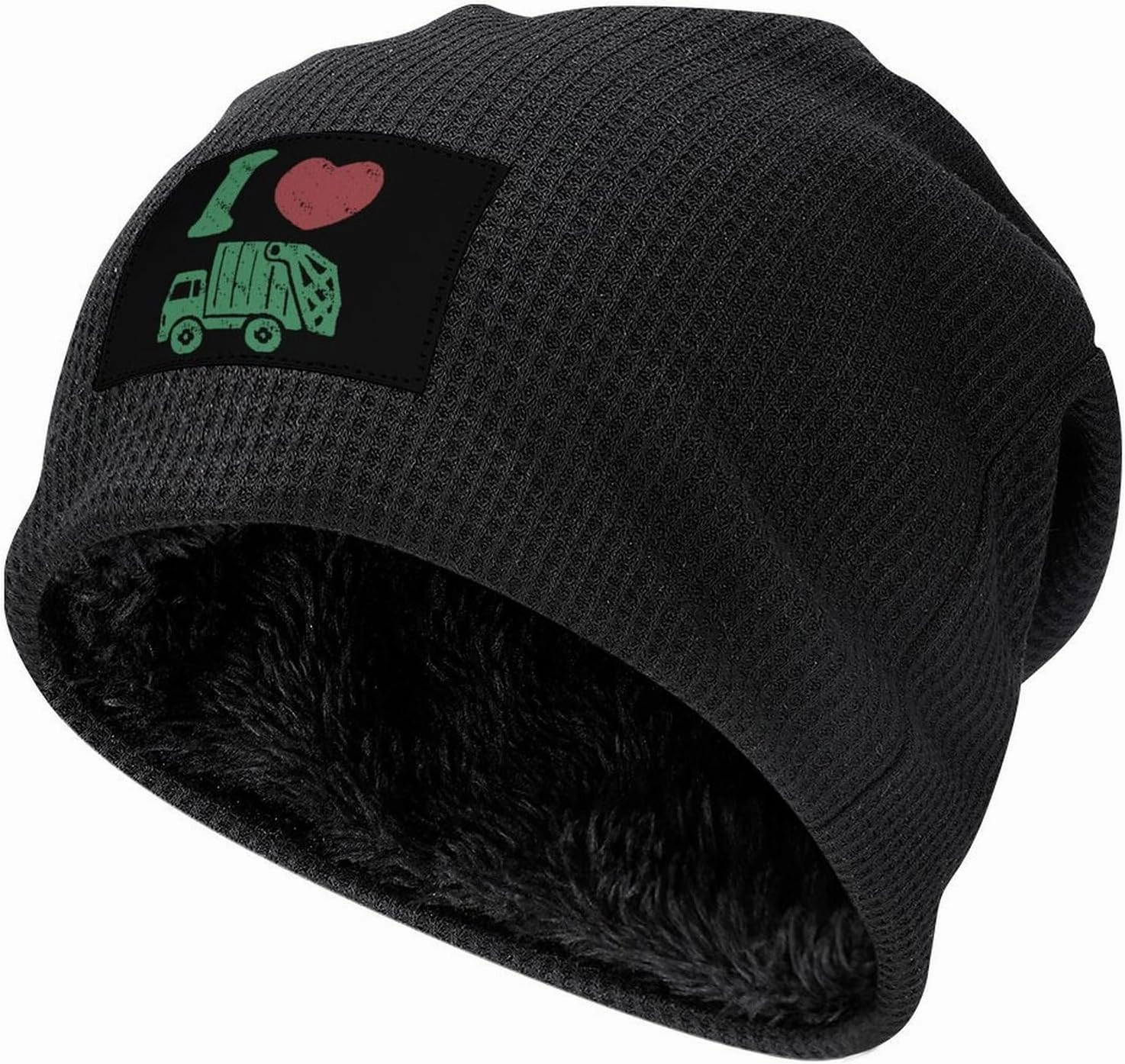 I Love Garbage Truck Winter Beanie Hat Fleece Ski Stocking Warm Lined Skull Cap for Men And Women