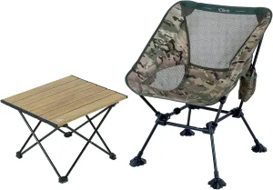 iClimb 1 Anti-Sinking Large Feet Chair and 1 Folding Table Bundle, Ultralight Compact for Single Adult Outdoor Backpacking Camping Hiking Beach Concert